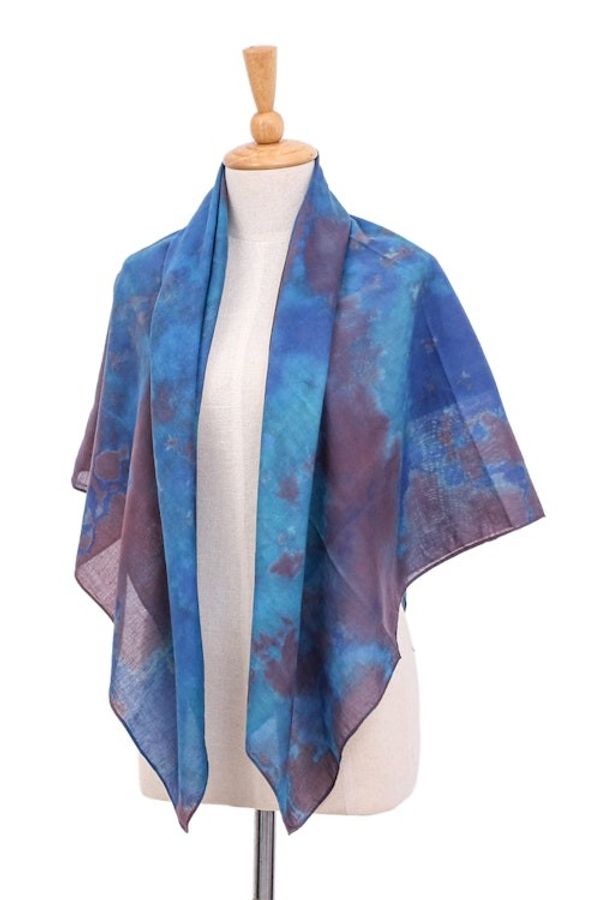 Alternate image for Hand-Dyed Blue and Brown Cotton Wrap Scarf from Thailand Lovely Cloud