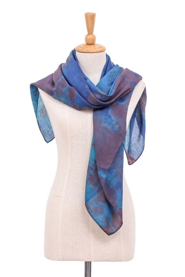 Alternate image for Hand-Dyed Blue and Brown Cotton Wrap Scarf from Thailand Lovely Cloud