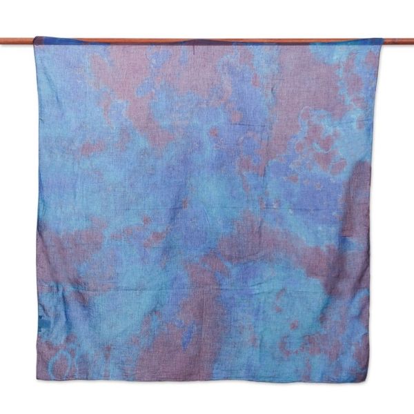Alternate image for Hand-Dyed Blue and Brown Cotton Wrap Scarf from Thailand Lovely Cloud