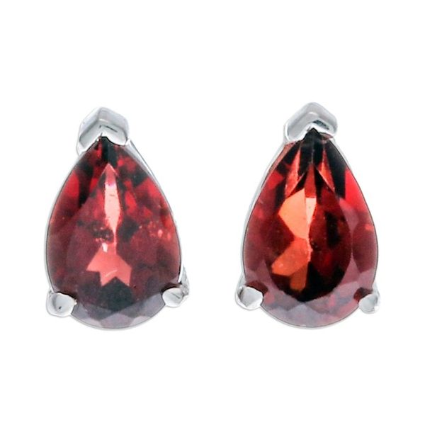 Alternate image for Sterling Silver Drop Earrings with Pear-Shaped Garnet Gems Perseverance Blessing