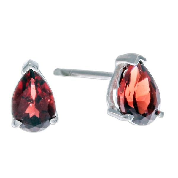 Alternate image for Sterling Silver Drop Earrings with Pear-Shaped Garnet Gems Perseverance Blessing