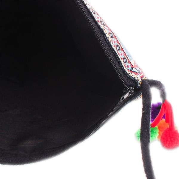 Alternate image for Cotton Blend Elephant-Themed Sling Bag in Blue with Pompoms Elephant Allure