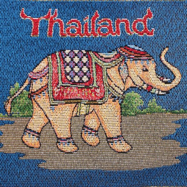 Alternate image for Cotton Blend Elephant-Themed Sling Bag in Blue with Pompoms Elephant Allure