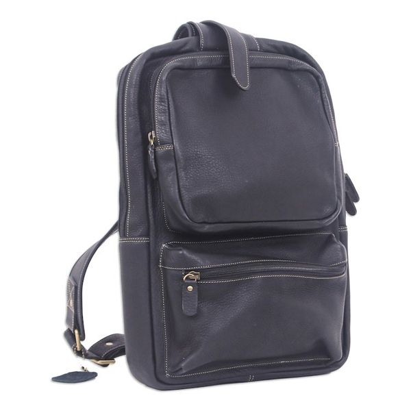 Alternate image for Travel-Friendly Black Leather Cross-Body Backpack Journey at Night
