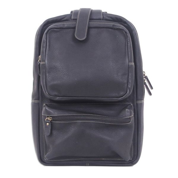 Alternate image for Travel-Friendly Black Leather Cross-Body Backpack Journey at Night