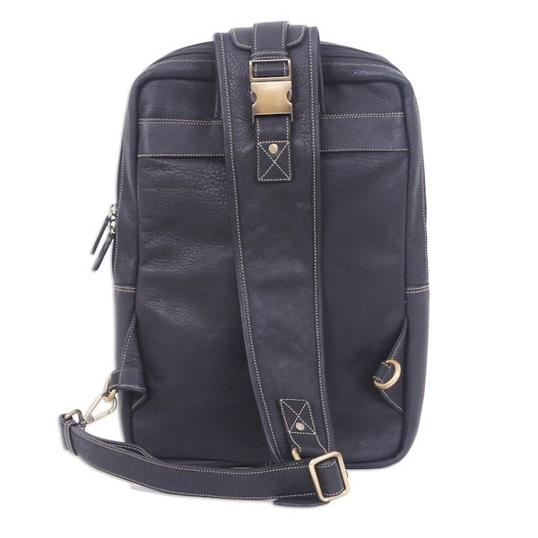 Alternate image for Travel-Friendly Black Leather Cross-Body Backpack Journey at Night