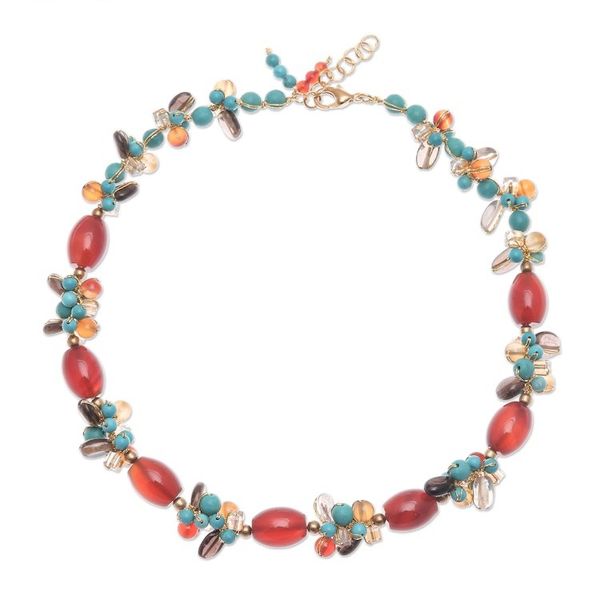 Alternate image for Colorful Chalcedony Howlite and Smoky Quartz Beaded Necklace Autumn Honey