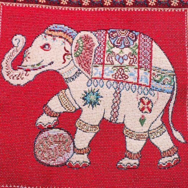 Alternate image for Cotton Blend Elephant-Themed Sling Bag in Red with Pompoms Elephant Beauty
