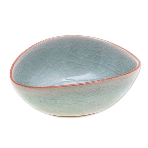Alternate image for Handcrafted Floral Celadon Bowl Vintage Flora