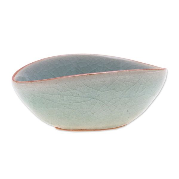 Alternate image for Handcrafted Floral Celadon Bowl Vintage Flora