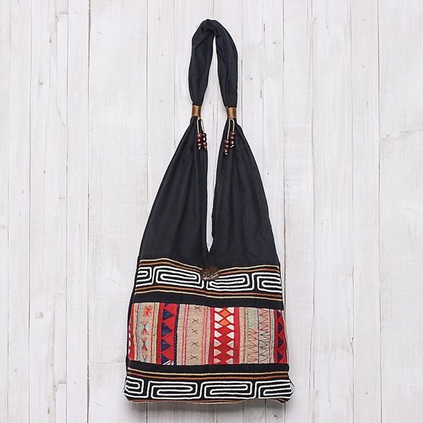 Alternate image for Hill Tribe-Style Cotton Shoulder Bag from Thailand Earth Love