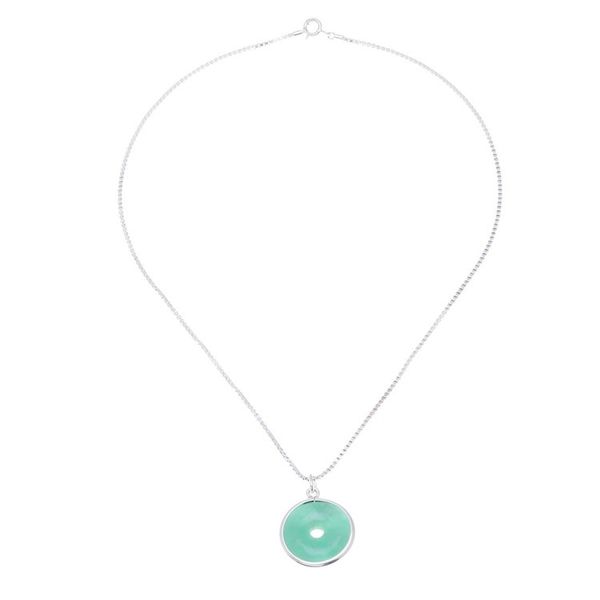 Alternate image for Circular Jade Pendant Necklace Crafted in Thailand Green Hoop