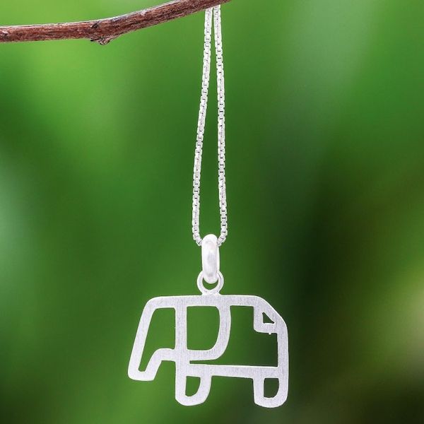 Alternate image for Geometric Sterling Silver Elephant Pendant Necklace Elephant Gleam