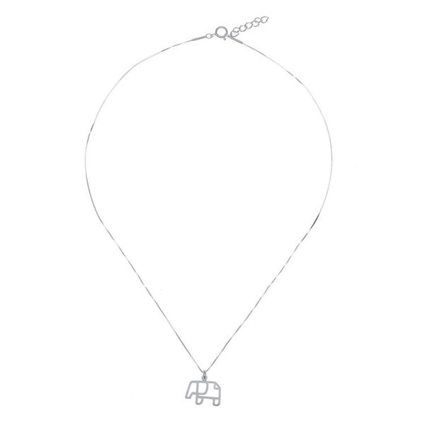 Alternate image for Geometric Sterling Silver Elephant Pendant Necklace Elephant Gleam