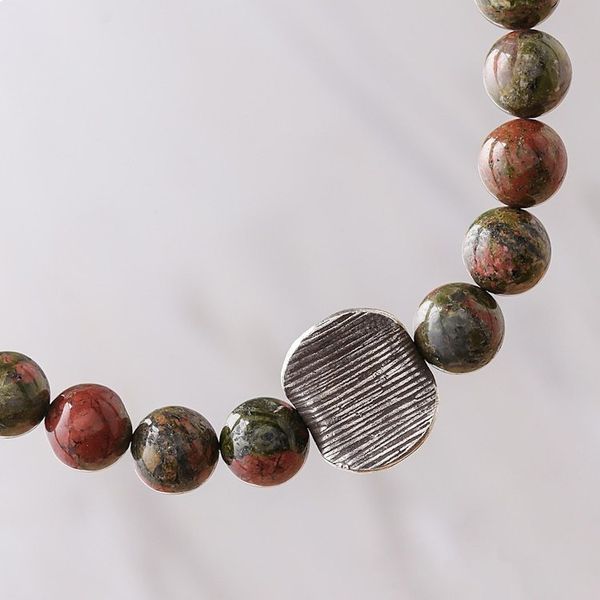 Alternate image for Unakite Beaded Pendant Necklace from Thailand Natural Mind