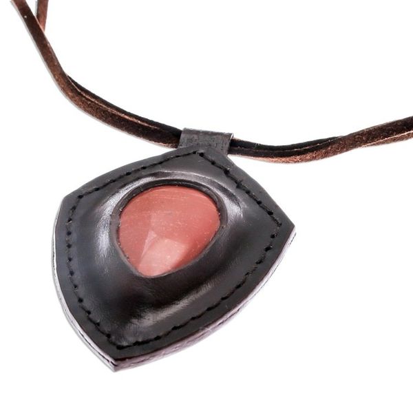 Alternate image for Jasper and Leather Pendant Necklace from Thailand Bold Shield