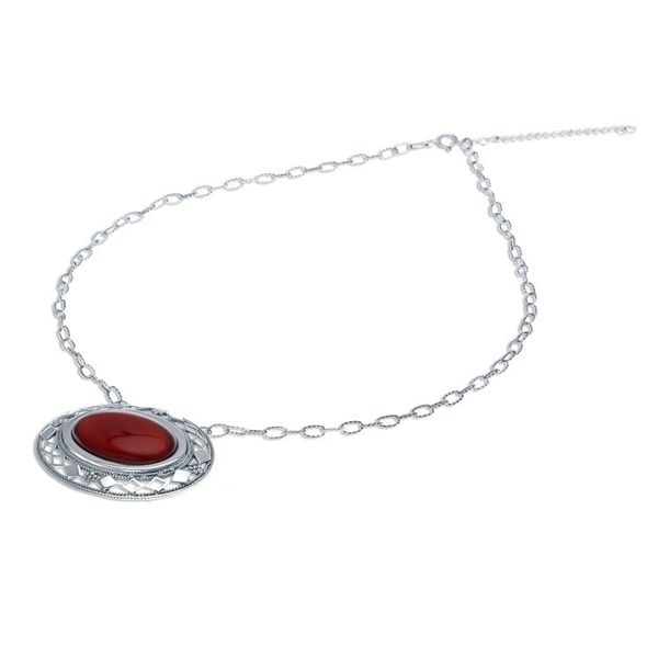 Alternate image for Thai Handcrafted Carnelian and Silver Necklace Infinite Autumn