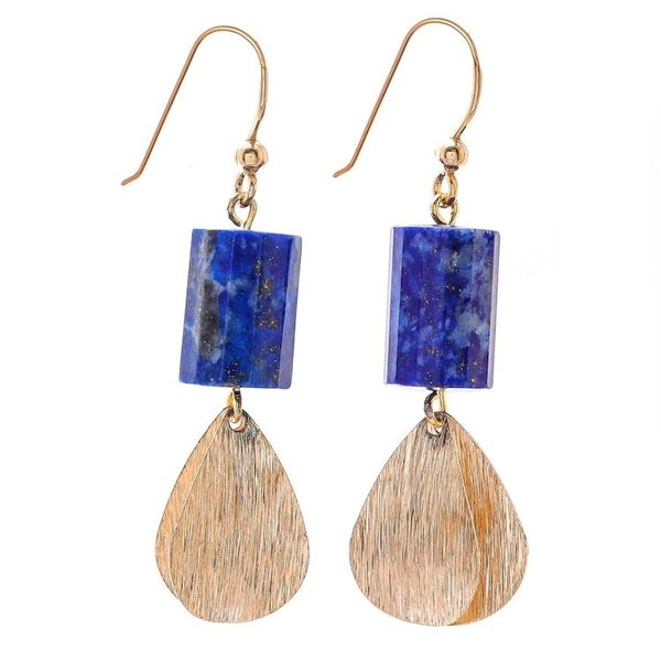 Alternate image for Cylindrical Lapis Lazuli Dangle Earrings from Thailand Blue Cylinder