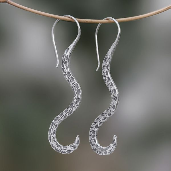 Alternate image for Handmade Karen Silver Drop Earrings from Thailand Majestic Feathers