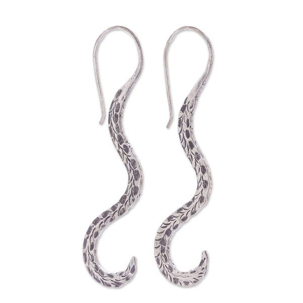 Alternate image for Handmade Karen Silver Drop Earrings from Thailand Majestic Feathers