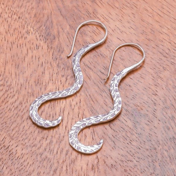Alternate image for Handmade Karen Silver Drop Earrings from Thailand Majestic Feathers