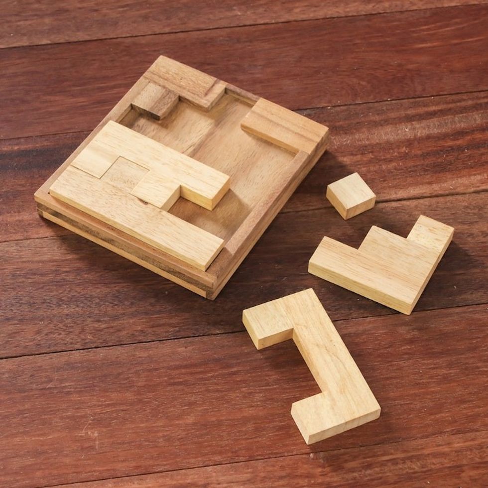 Handmade Raintree Wood Puzzle from Thailand 'Find a Way'