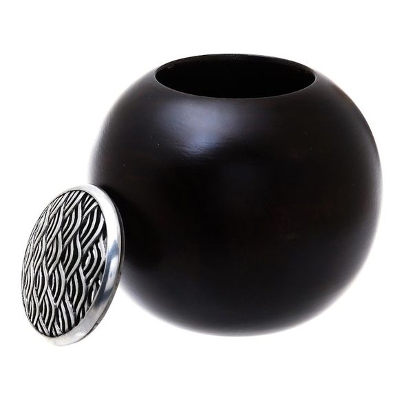 Alternate image for Wave Motif Wood and Pewter Decorative Jar 5 inch The Wave
