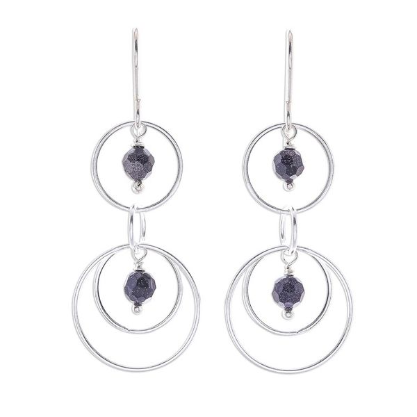 Alternate image for Circle Pattern Onyx Dangle Earrings from Thailand Great Universe