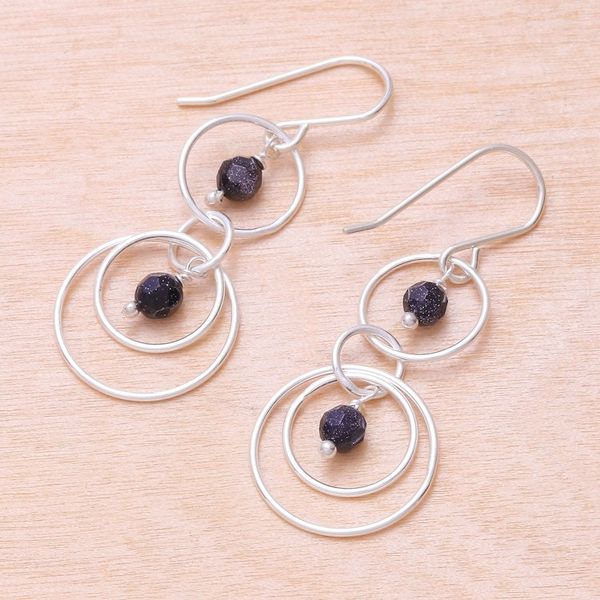 Alternate image for Circle Pattern Onyx Dangle Earrings from Thailand Great Universe