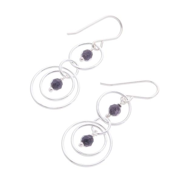 Alternate image for Circle Pattern Onyx Dangle Earrings from Thailand Great Universe