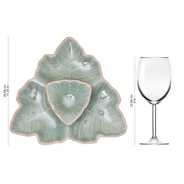 Alternate image for Green Leaf Celadon Ceramic Appetizer Dishes Pair Maple Leaf