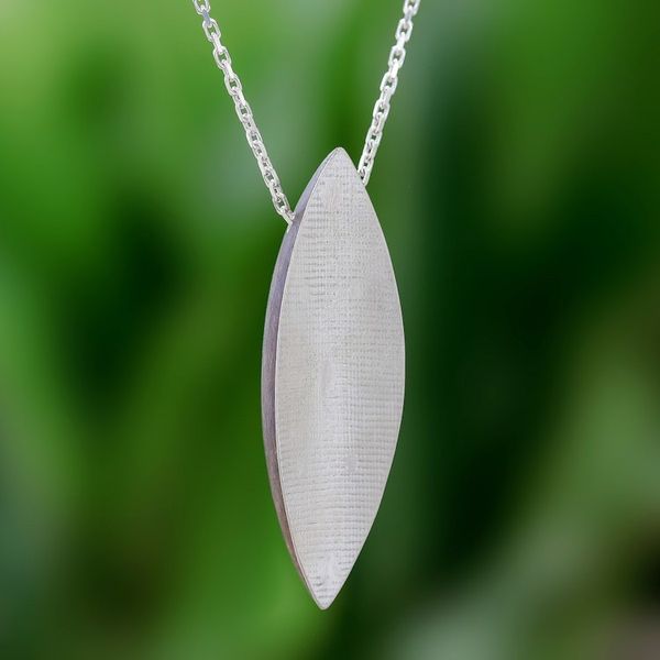 Alternate image for Sterling Silver and Wood Pendant Necklace from Thailand Sophisticated Form