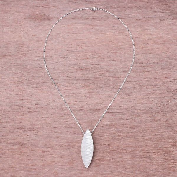 Alternate image for Sterling Silver and Wood Pendant Necklace from Thailand Sophisticated Form