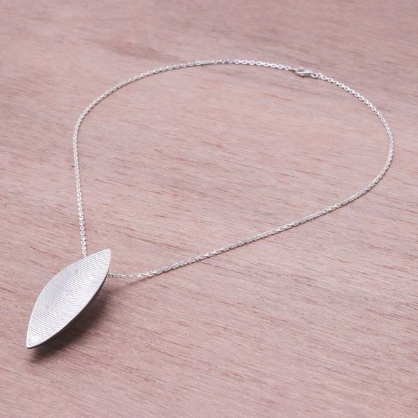 Alternate image for Sterling Silver and Wood Pendant Necklace from Thailand Sophisticated Form