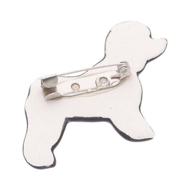 Alternate image for Hand Painted Black Poodle Dog Brooch Pin with Flowers Black Floral Poodle