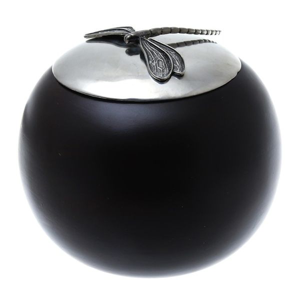 Alternate image for Wood and Pewter Dragonfly Decorative Jar 4 in. The Dragonfly