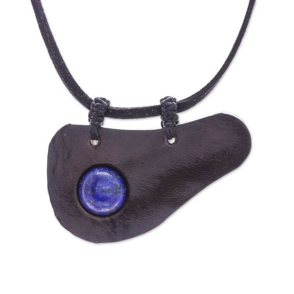 Alternate image for Handmade Lapis Lazuli Pendant Necklace from Thailand Beautiful Avocado