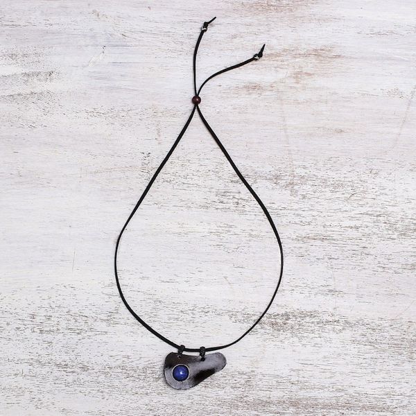 Alternate image for Handmade Lapis Lazuli Pendant Necklace from Thailand Beautiful Avocado