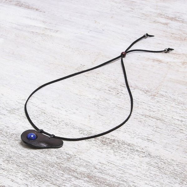 Alternate image for Handmade Lapis Lazuli Pendant Necklace from Thailand Beautiful Avocado