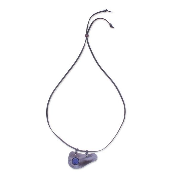 Alternate image for Handmade Lapis Lazuli Pendant Necklace from Thailand Beautiful Avocado