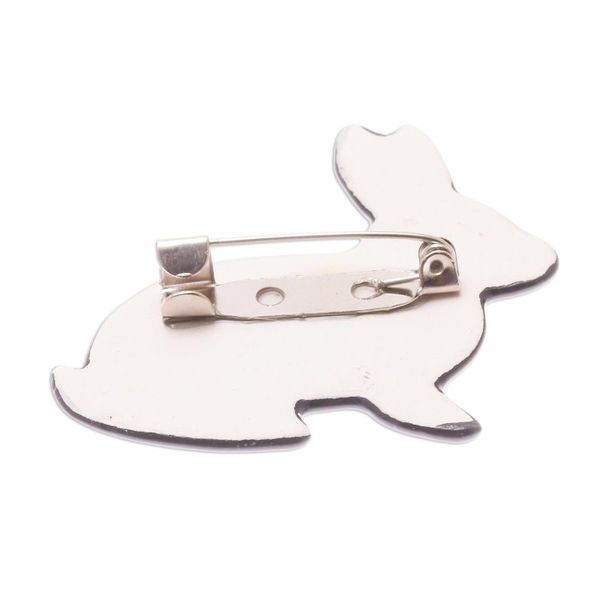 Alternate image for Hand-Painted Floral Ceramic Rabbit Brooch from Thailand Garden Rabbit