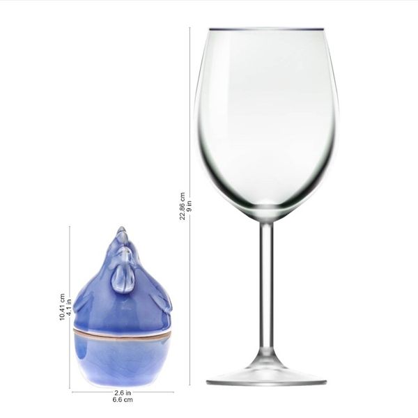 Alternate image for Blue Ceramic Hen Egg Cups from Thailand Pair Hen Breakfast