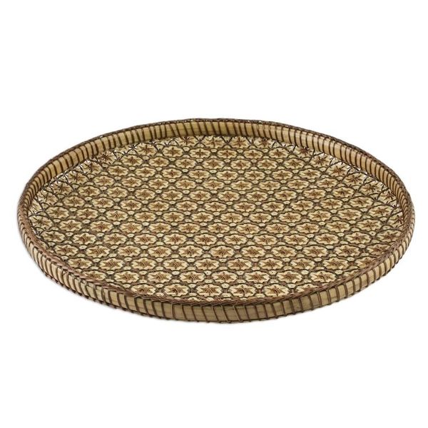 Alternate image for Handcrafted Woven Flower Motif Rattan Tray 10 inch Presenting Pikul