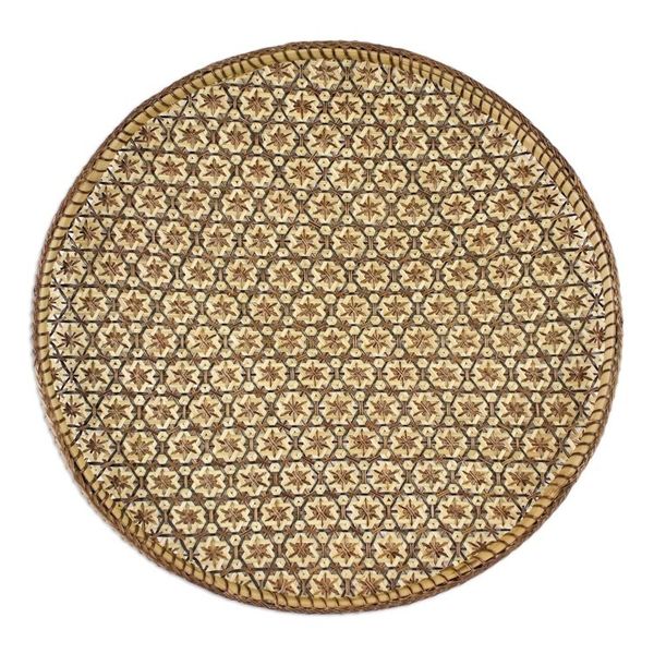 Alternate image for Handcrafted Woven Flower Motif Rattan Tray 10 inch Presenting Pikul