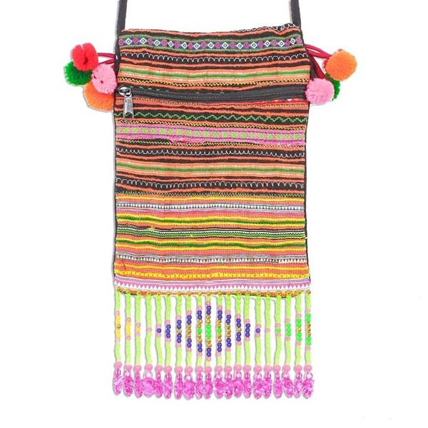 Alternate image for Striped Hmong Cotton Blend Sling from Thailand Hmong Stripes