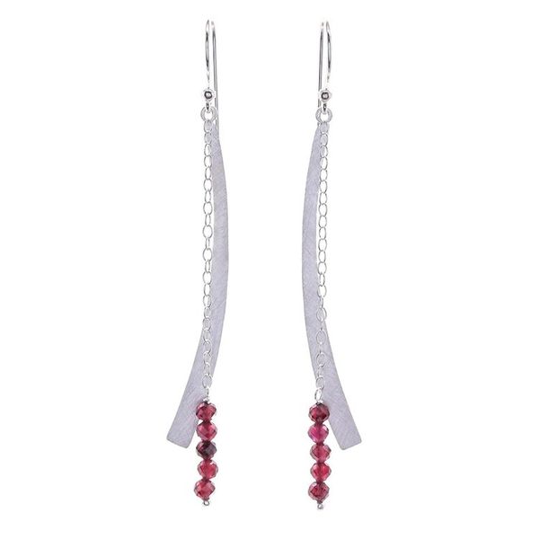 Alternate image for Modern Garnet Beaded Dangle Earrings from Thailand Bright Curve