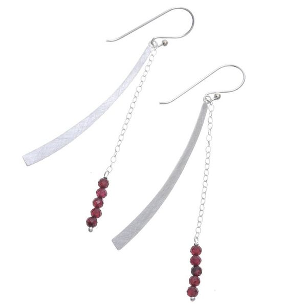 Alternate image for Modern Garnet Beaded Dangle Earrings from Thailand Bright Curve