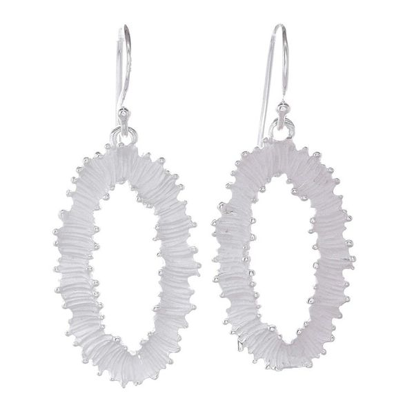 Alternate image for Modern Abstract Sterling Silver Dangle Earrings Wavy Rings