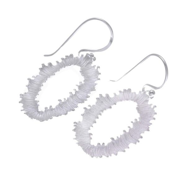 Alternate image for Modern Abstract Sterling Silver Dangle Earrings Wavy Rings