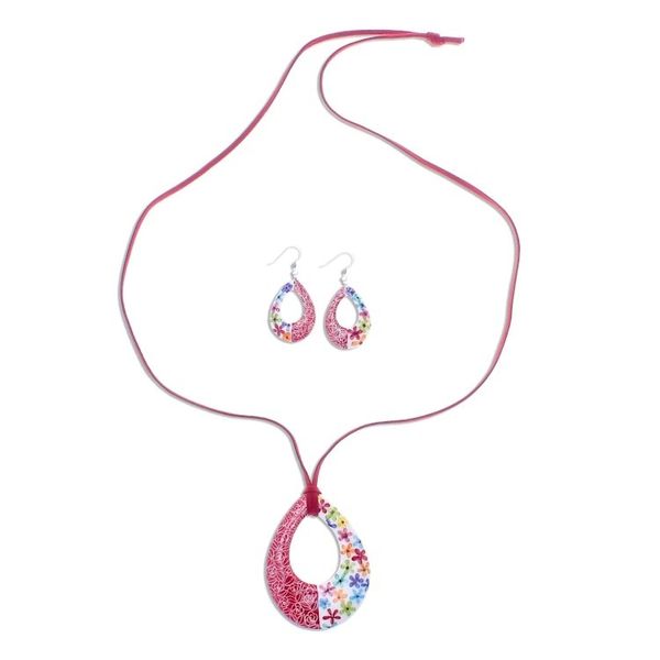 Alternate image for Floral Ceramic Jewelry Set Crafted in Thailand Thai Blossom
